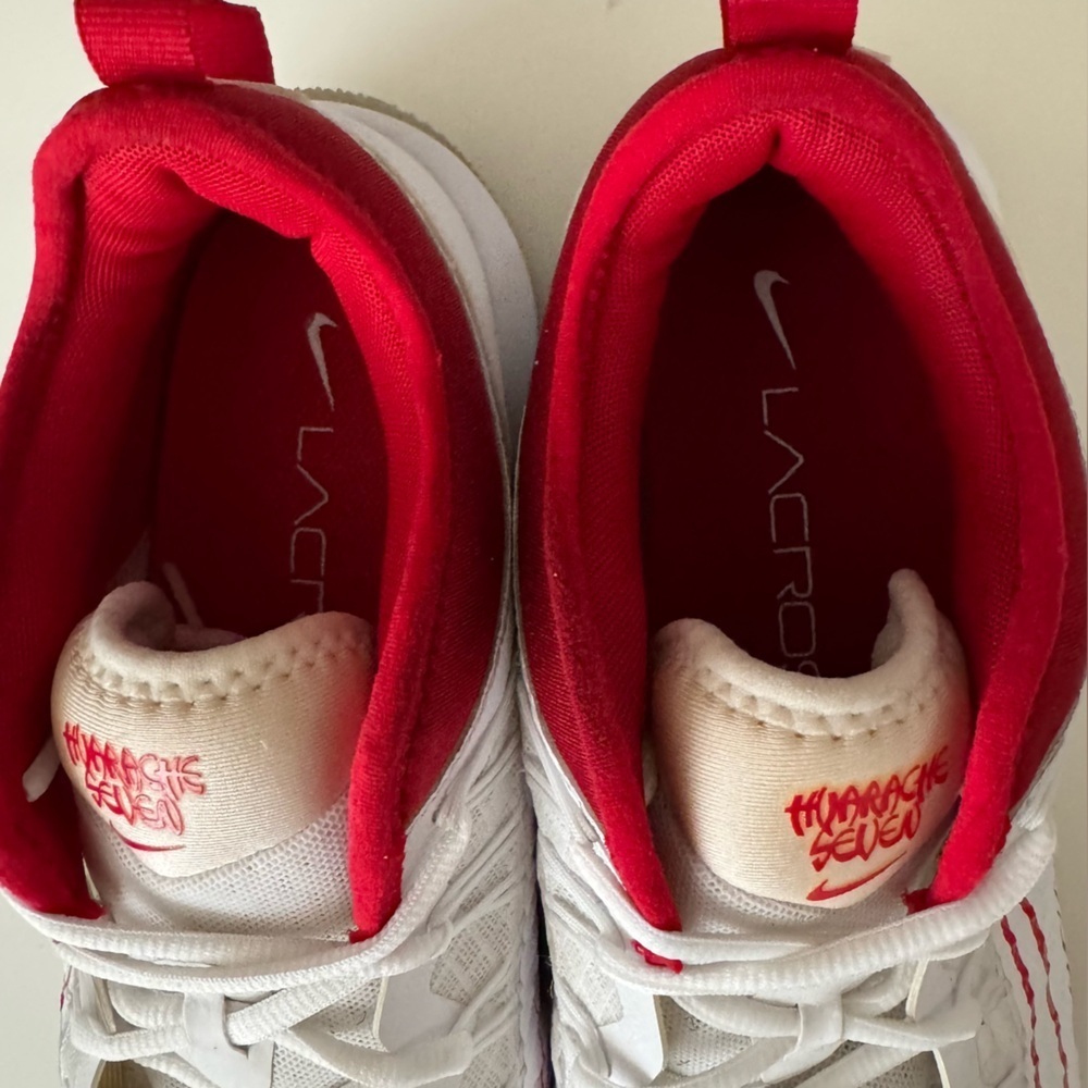 Nike Men's White and Red Athletic Shoes - Picture 8 of 10